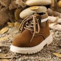 Toddler / Kid Shoelaces Side Zipper Brown Knit Splicing Boots Brown image 2