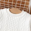 Baby Boy/Girl Thermal Lined Solid Imitation Knitting Long-sleeve Pullover White image 4