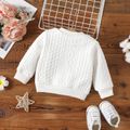 Baby Boy/Girl Thermal Lined Solid Imitation Knitting Long-sleeve Pullover White image 3