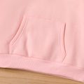 Kid Girl Sweet Letter Embroidered Fleece Lined Pink Hoodie Sweatshirt Pink image 3
