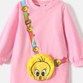 Looney Tunes Toddler Girl Tweety Pocket Design Sweatshirt Dress Pink image 4