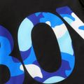 2pcs Kid Boy Letter Print Short-sleeve Tee and Elasticized Pants Set Black image 3