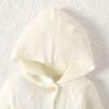 Baby Boy/Girl Solid Knitted Hooded Long-sleeve Button Jumpsuit OffWhite image 4