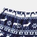 Christmas Family Matching Deer & Letter Graphic Allover Print Raglan-sleeve Thickened Polar Fleece Pajamas Sets (Flame Resistant) DeepSapphireBlue image 4