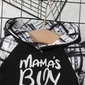 2pcs Baby Boy Letter Print Spliced Long-sleeve Hoodie and Sweatpants Set Black image 3