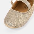 Baby / Toddler Allover Glitter Decor Crisscross Elastic Strap Prewalker Shoes Gold image 5