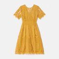 Mommy and Me Yellow Lace Short-sleeve Dresses Yellow image 2