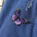 Kid Girl Butterfly Embroidered Straight Ripped Denim Jeans Deep Blue image 4