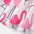 Toddler Gril Flamingo Print Splice Flutter-sleeve Dress Peach image 5
