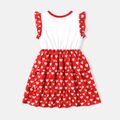 Barbie Kid Girl Mother's Day Heart Print Cotton Layered Flutter-sleeve Dress Red image 2