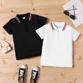 Kid Boy Solid Color Short-sleeve Pique Polo Tee White image 2