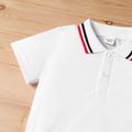 Kid Boy Solid Color Short-sleeve Pique Polo Tee White image 4