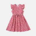 Kid Girl Polka dots Flutter-sleeve Belted Dress Pink image 1
