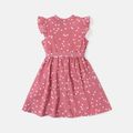 Kid Girl Polka dots Flutter-sleeve Belted Dress Pink image 2