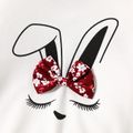 2pcs Toddler Girl Sweet Rabbit Print Sweatshirt and Floral Print  Pants Set White image 3