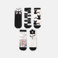 5-pairs Toddler Floral & Animal Print Crew Socks Set Black image 2