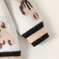 2pcs Baby Boy/Girl Allover Bear Pattern Long-sleeve Knitted Sweater Cardigan and Pants Set Black image 4