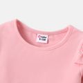 2pcs Baby Girl Cotton Ruffled Long-sleeve Tee and Floral Print Naia™ Leggings Set Pink image 4