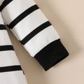 Baby Boy Bear Print Polo Neck Long-sleeve Striped Jumpsuit White image 5