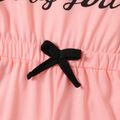 Kid Girl Letter Print Bowknot Design Sleeveless Jumpsuits Pink image 3