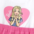 Barbie Toddler Girl Mother's Day Cotton Heart Print Splice Sleeveless Dress PinkyWhite image 4