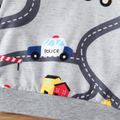 Baby Boy/Girl Allover Construction Vehicle Print Long-sleeve Hoodie Grey image 4
