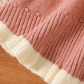 Baby Girl Two Tone Ruffle Trim Hooded Knit Poncho Sweater Pink image 5