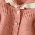 Baby Girl Two Tone Ruffle Trim Hooded Knit Poncho Sweater Pink image 4