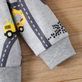 Baby Boy/Girl Allover Construction Vehicle Print Long-sleeve Hoodie Grey image 5