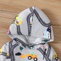 Baby Boy/Girl Allover Construction Vehicle Print Long-sleeve Hoodie Grey image 3