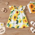 Baby Girl 100% Cotton Cotton Sunflower Print Flutter-sleeve Dress White image 2
