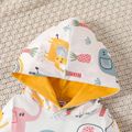 Baby Boy/Girl 95% Cotton Solid Spliced Allover Elephant & Rainbow Print Hooded Long-sleeve Jumpsuit Grey image 4