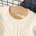 Baby Boy Plaid Long-sleeve Spliced Cable Knit Pullover Sweater Beige image 3