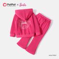 Barbie 2pcs Toddler Girl Character Print Pink Hoodie Sweatshirt and Flared Pants Set Pink image 2