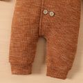 Baby Boy/Girl Brown Rib Knit Long-sleeve Double Breasted Jumpsuit Brown image 4