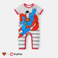 Justice League Baby Boy Graphic Print Striped Short-sleeve Jumpsuit Red image 1