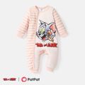 Tom and Jerry Baby Boy/Girl Long-sleeve Striped Graphic Spliced Naia Jumpsuit LightPink image 1
