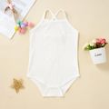 Baby Girl 95% Cotton Ribbed Sleeveless Spaghetti Strap Romper White image 1