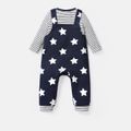 Tom and Jerry 2pcs Baby Boy 95% Cotton Pinstriped Long-sleeve Tee and Graphic Overalls Set royalblue image 3