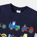 Toddler Boy Vehicle Print Short-sleeve Cotton Tee Deep Blue image 3