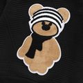 2pcs Toddler Boy Playful Bear Embroidered Sweatshirt and Textured Pants Set Black image 4