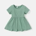 Easter Baby Girl Solid Ribbed or Allover Animal Print Short-sleeve Naia™ Dress lightgreen image 1