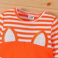 2pcs Baby Boy/Girl 95% Cotton Fox Print Striped Long-sleeve Spliced Jumpsuit with Hat Set Orange image 3