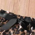 2pcs Kid Girl Ribbed Tank Top and Leopard Print Belted Shorts Set Black image 4