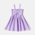 Toddler Girl 100% Cotton Solid Color Bowknot Design Smocked Slip Dress Light Purple image 1