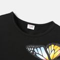 Kid Girl Butterfly Print Cotton Short-sleeve Tee Dress Black image 3