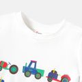 2pcs Toddler Boy Vehicle Print Short-sleeve Cotton Tee and Denim Shorts Set White image 4