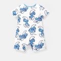 The Smurfs Baby Boy/Girl Short-sleeve Solid Waffle or Allover Print Naia™ Romper BLUEWHITE image 5