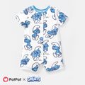 The Smurfs Baby Boy/Girl Short-sleeve Solid Waffle or Allover Print Naia™ Romper BLUEWHITE image 1