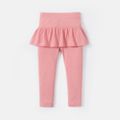 Toddler Girl Solid Color Ribbed Skirt Leggings Pink image 1